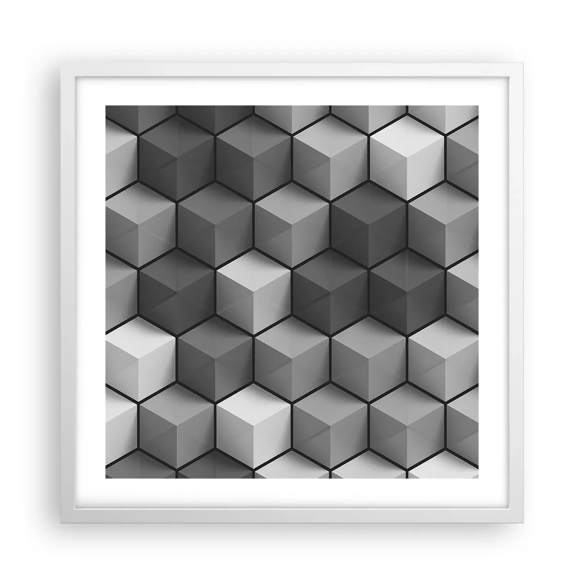 Poster în ramă albă - Puzzle cubist - 50x50 cm