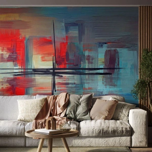 Tapet Standard Eco - Abstracție colorată cu forme și linii geometrice într-un stil modern - 100x70cm - Peisaj dintr-o dimensiune necunoscută - Decorațiune modernă pentru perete pentru living și dormitor ARTTOR