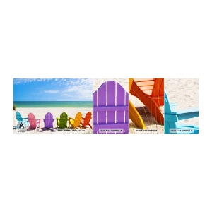 Mostră tapet autocolant Deluxe Sticker - Plaja curcubeu - Peisaj, plajă, Şezlonguri - 100x30 cm