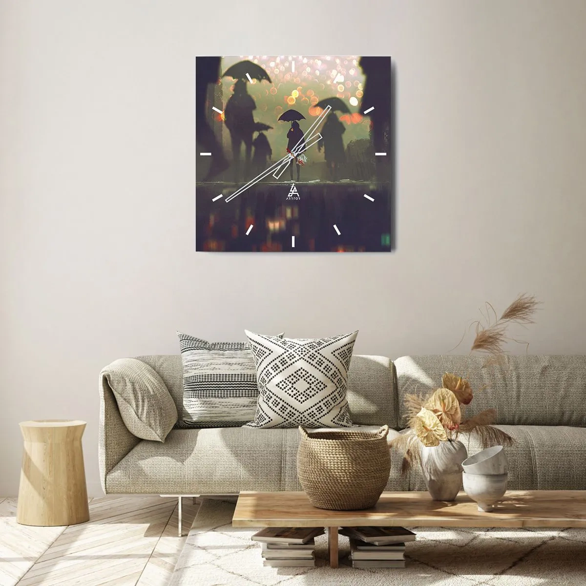 Ceas de perete - Ceas pe sticlă - Din perspectiva unei picături de ploaie - 30x30 cm