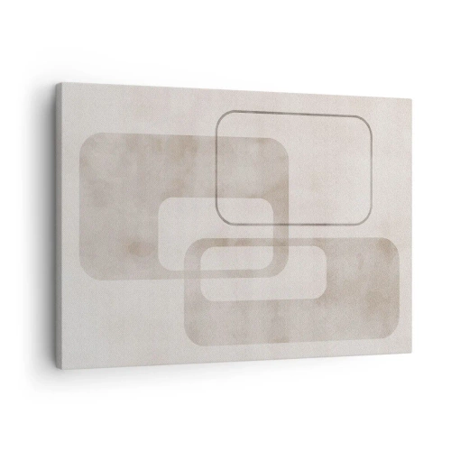 Tablou pe pânză Canvas - O compoziție minimalistă cu dreptunghiuri în nuanțe de bej pe un fundal subtil. - 70x50cm - Fuga geometrică - Decorațiune modernă pentru perete pentru living și dormitor ARTTOR