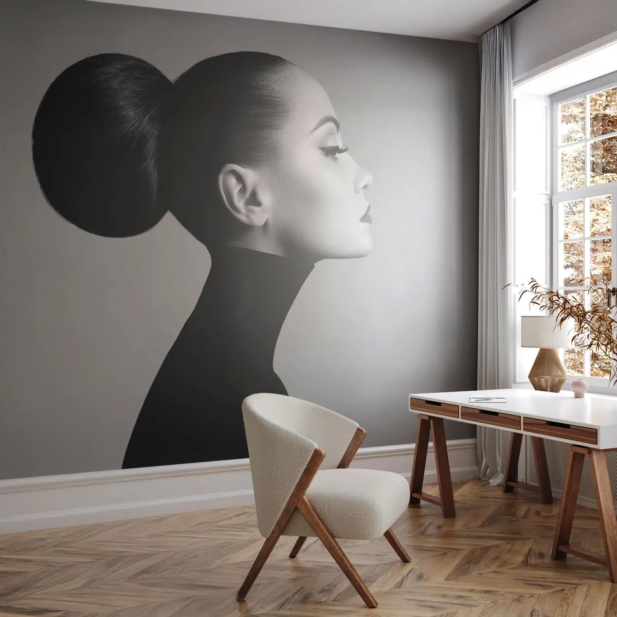 Tapet Premium Sand - Nefertiti contemporană - Femeie, Coafura, Model - 100x70 cm