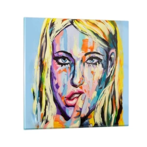 Tablou pe sticlă - Privește-o drept în ochi - 70x70 cm