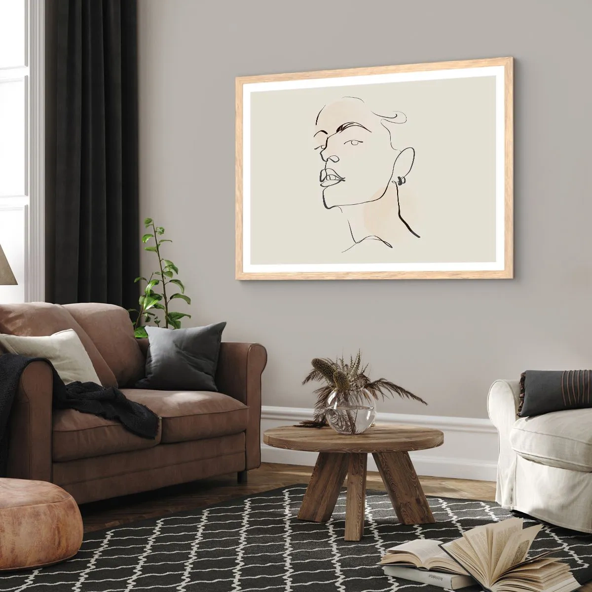 Poster în ramă de stejar deschis - O privire mândră - 50x40 cm