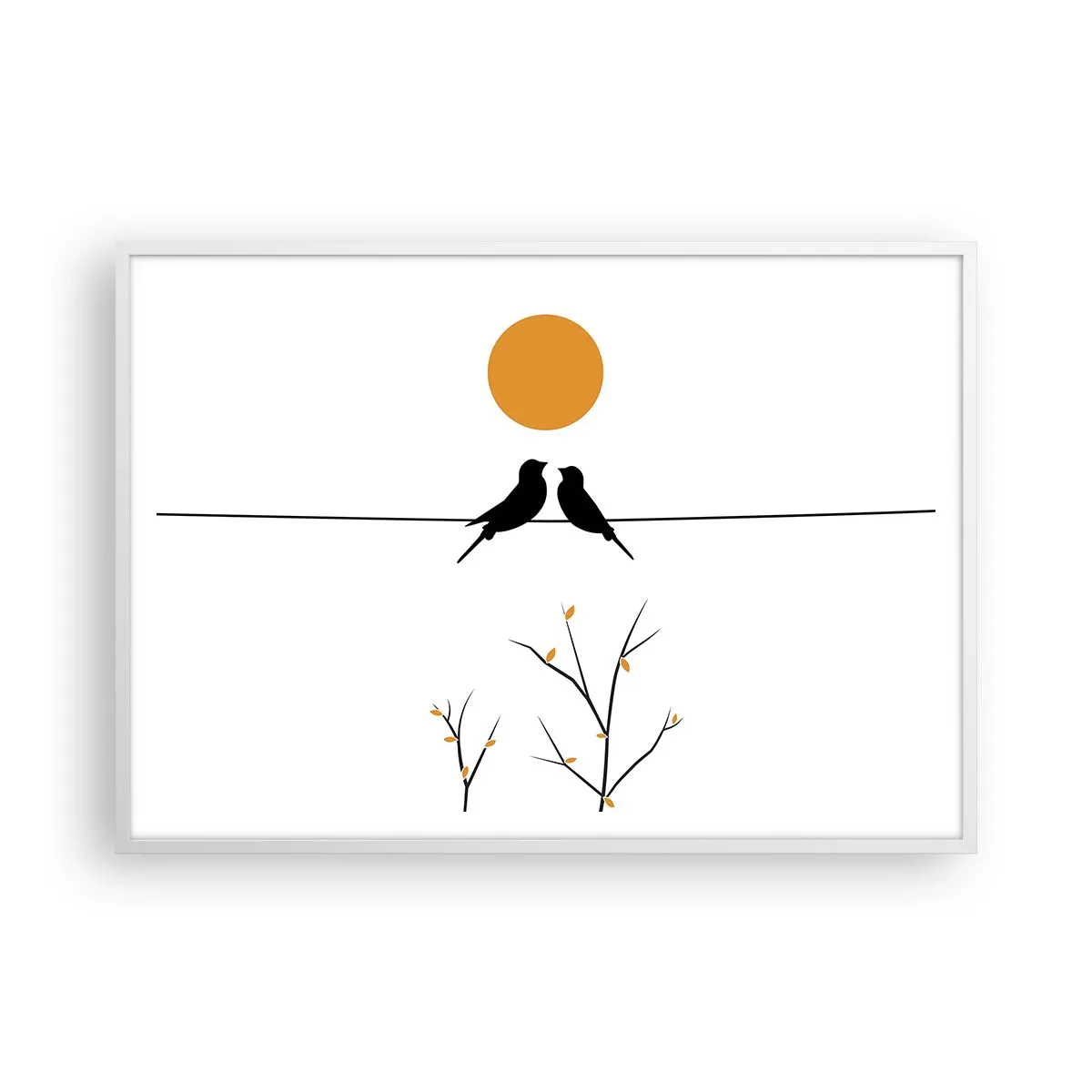 Poster în ramă albă - Seară cu privighetori - 100x70 cm