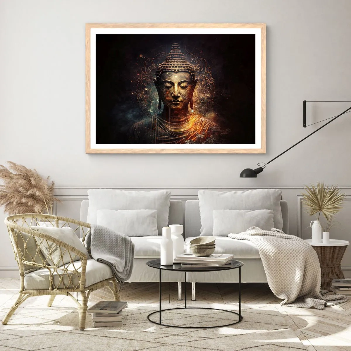 Poster în ramă de stejar deschis - Echilibru spiritual - 100x70 cm