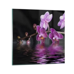 Tablou pe sticlă - Reflecție de frumusețe în liliac - 40x40 cm