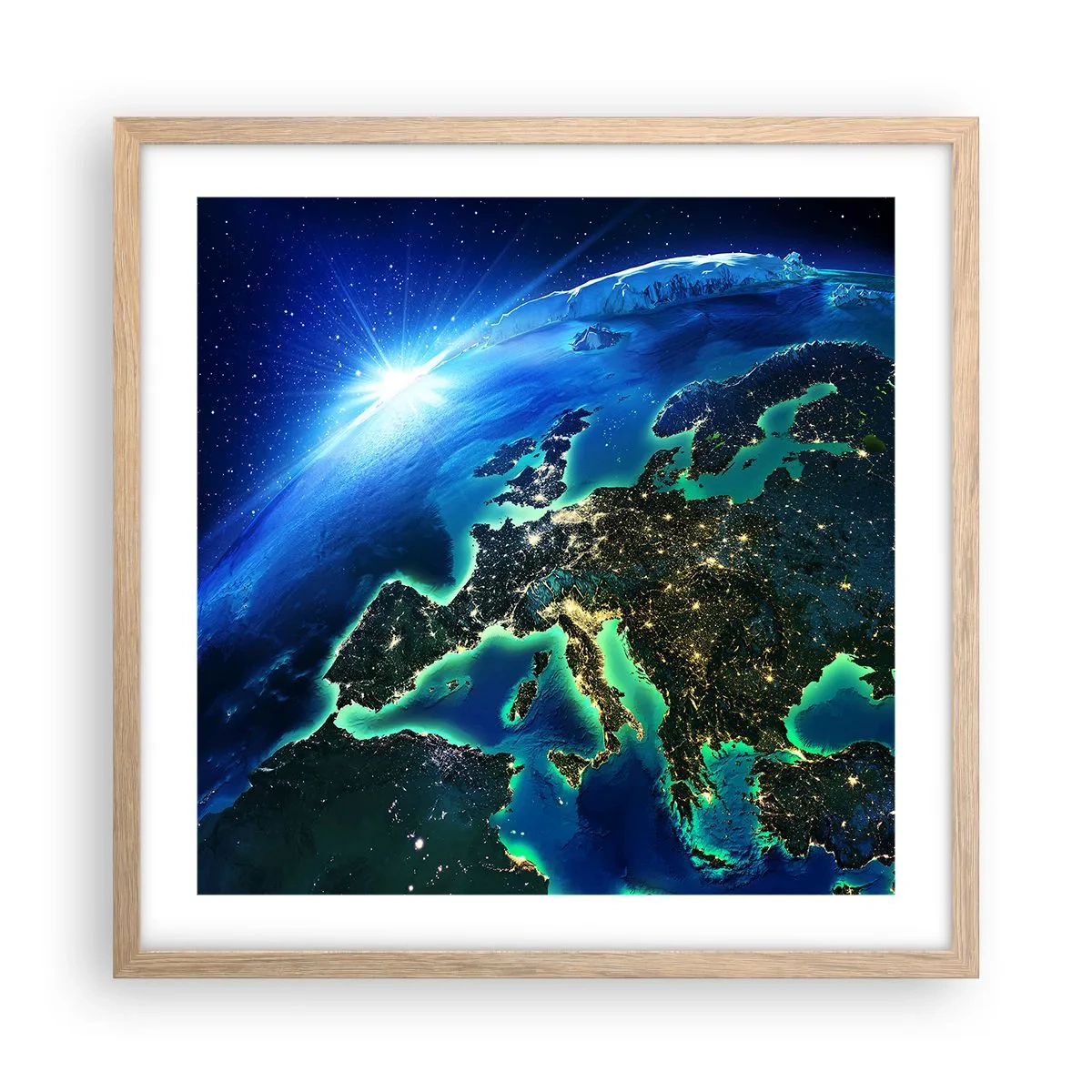 Poster în ramă de stejar deschis - O Europă scânteietoare - 50x50 cm