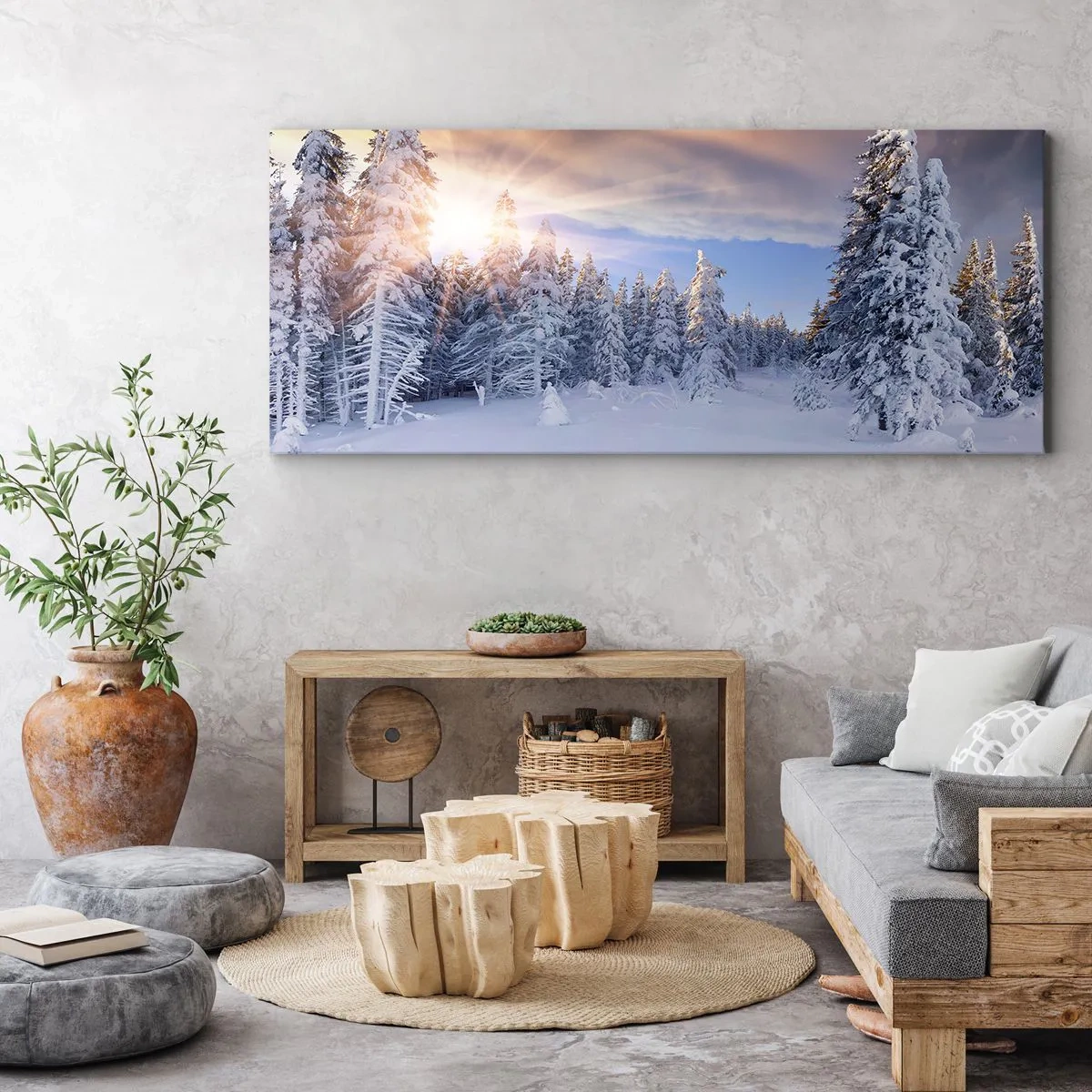 Tablou pe pânză - Spectacolul naturii înzăpezite - 100x40 cm