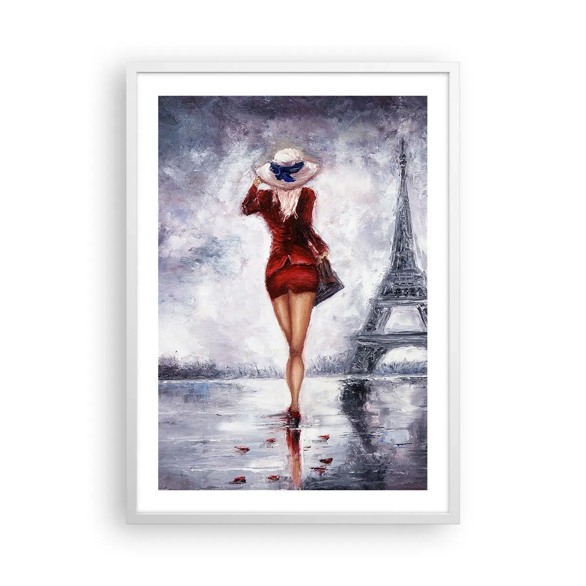 Poster în ramă albă - Simboluri pariziene - 50x70 cm