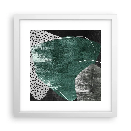 Poster în ramă albă - Abstracție colorată cu fulgi de aur - 30x30 cm