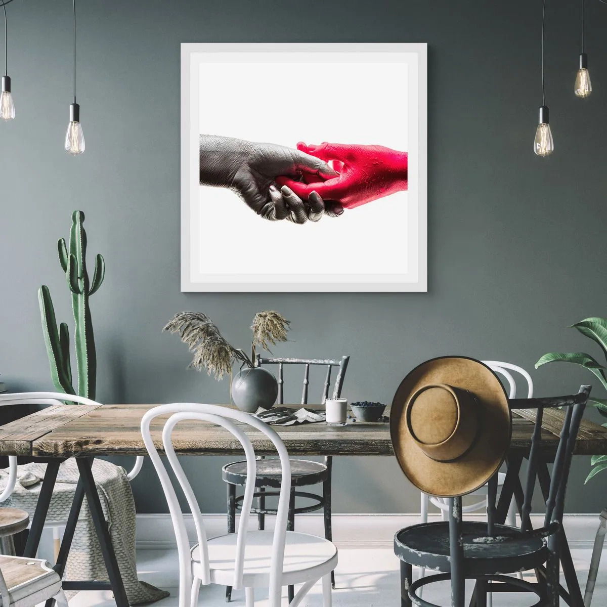 Poster în ramă albă - Împreună, deși diferiți - 60x60 cm