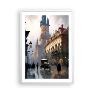 Poster în ramă albă - Magia unei seri la Praga - 50x70 cm