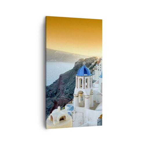 Tablou pe pânză - Santorini - îmbrățișat de stânci - 45x80 cm