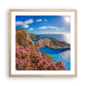 Poster în ramă de stejar deschis - Marea mea vacanță grecească - 50x50 cm