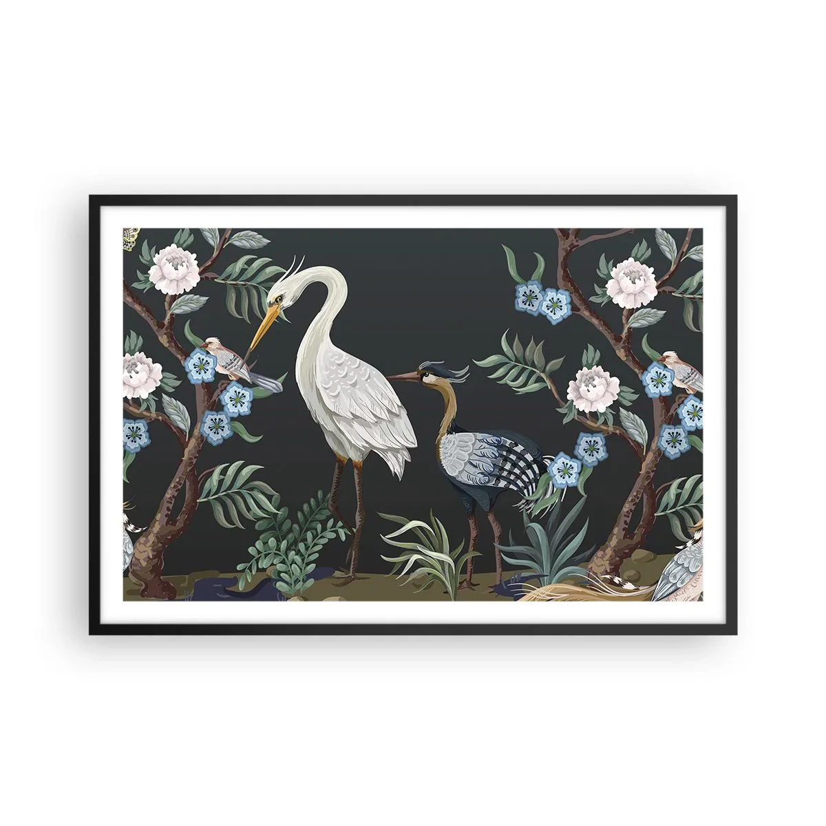 Poster în ramă neagră - Parada păsărilor - 91x61 cm
