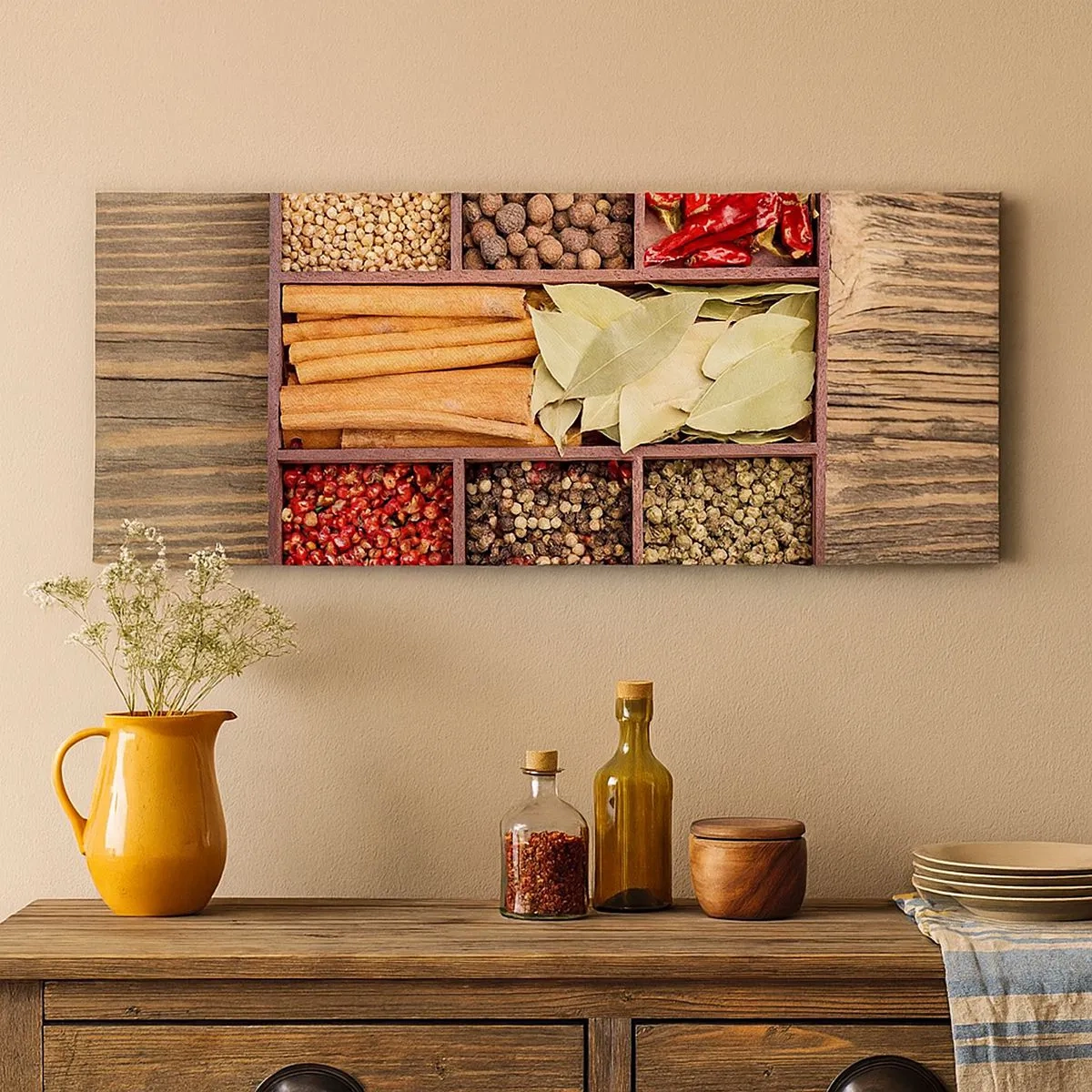 Tablou pe pânză - Ordine de forme, buchet de arome - 100x40 cm