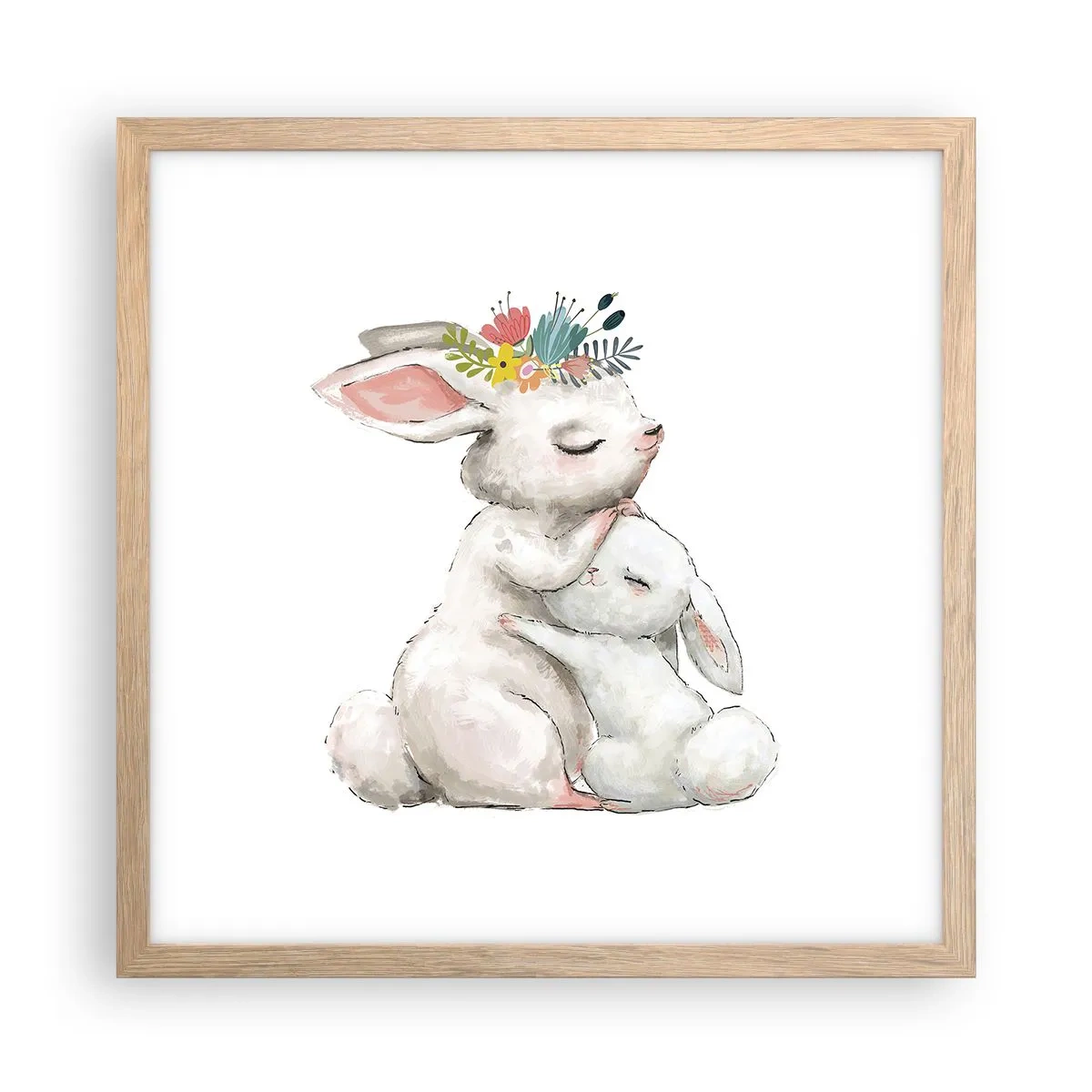 Poster în ramă de stejar deschis - Ca la mama - 40x40 cm