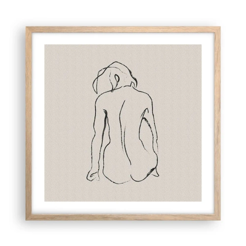 Poster în ramă de stejar deschis - Nud de fată - 50x50 cm