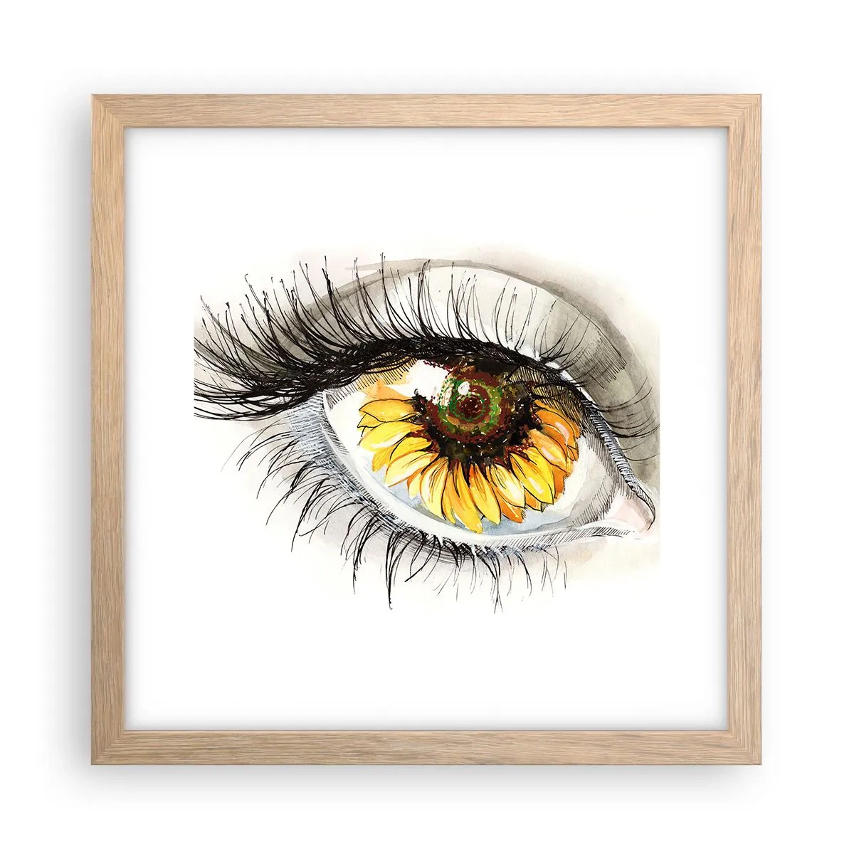 Poster în ramă de stejar deschis - O privire la fel de fierbinte ca vara - 30x30 cm