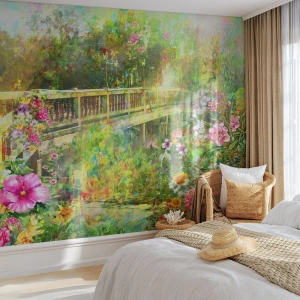 Tapet Premium Sand - Podul suspinelor de primăvară - Peisaj, Flori, Grădină - 100x70 cm