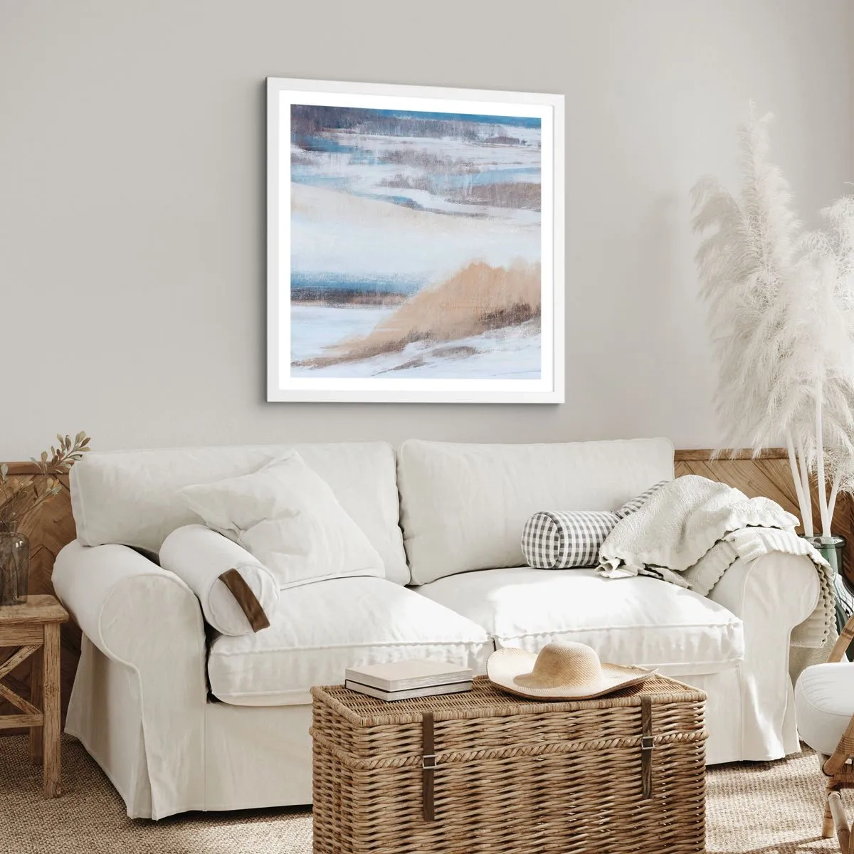 Poster în ramă albă - Compoziție de iarnă - 60x60 cm