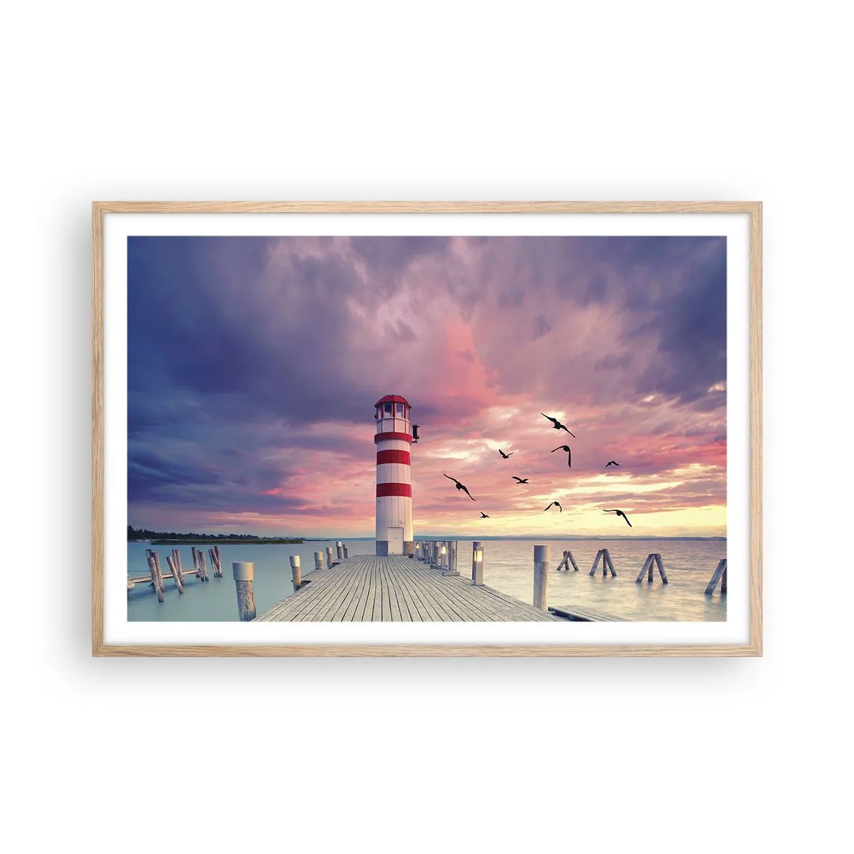 Poster în ramă de stejar deschis - Să ne întoarcem în port - 91x61 cm