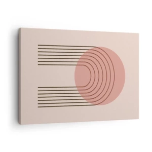 Tablou pe pânză Canvas - Motiv abstract cu cerc roz și linii - 70x50cm - Atracție irezistibilă - Decorațiune modernă pentru perete pentru living și dormitor ARTTOR
