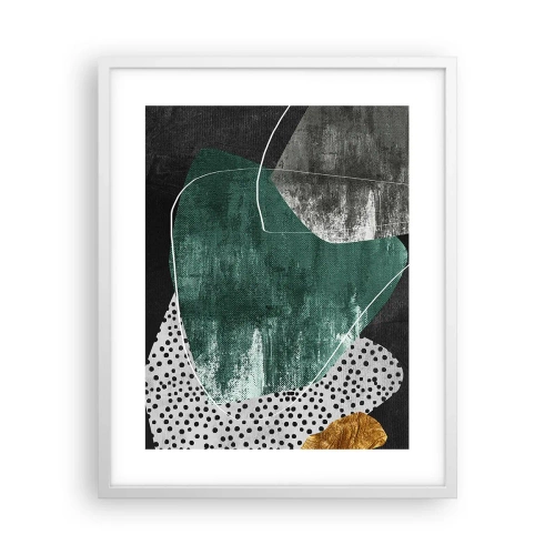 Poster în ramă albă - Abstracție colorată cu fulgi de aur - 40x50 cm