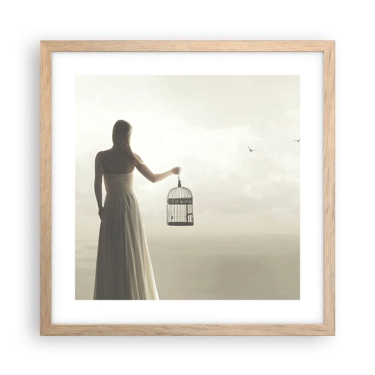 Poster în ramă de stejar deschis - Fii liberă - 40x40 cm