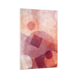 Tablou pe sticlă - Transformări geometrice în roz - 70x100 cm