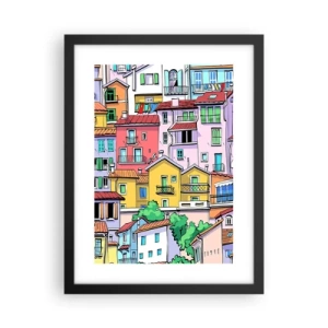 Poster în ramă neagră - Oraș vesel - 30x40 cm