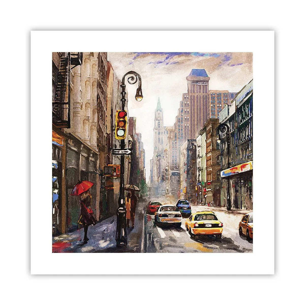 Poster - New York - plin de culoare și în ploaie - 40x40 cm