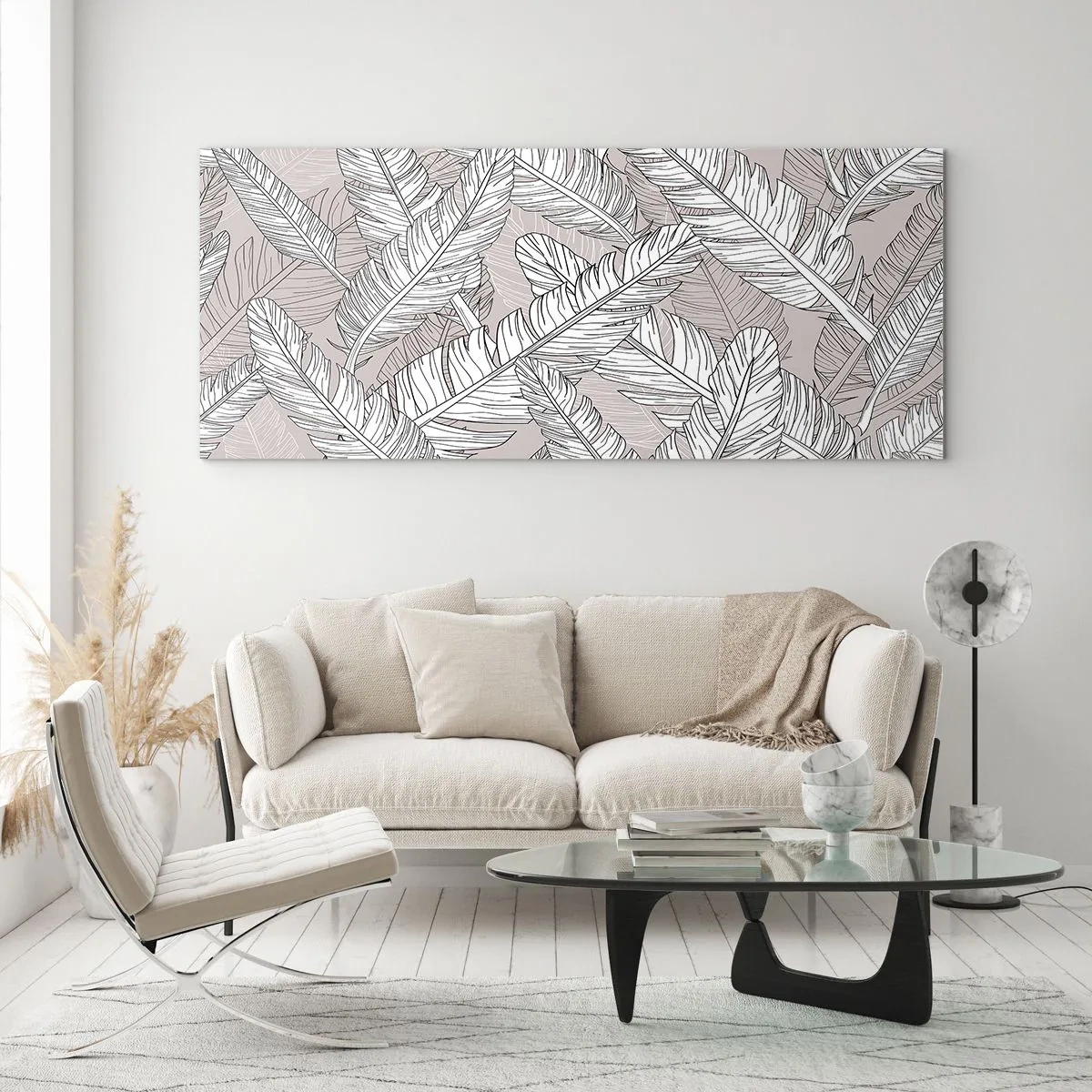 Tablou pe sticlă - Vijelie cu pene - 160x50 cm