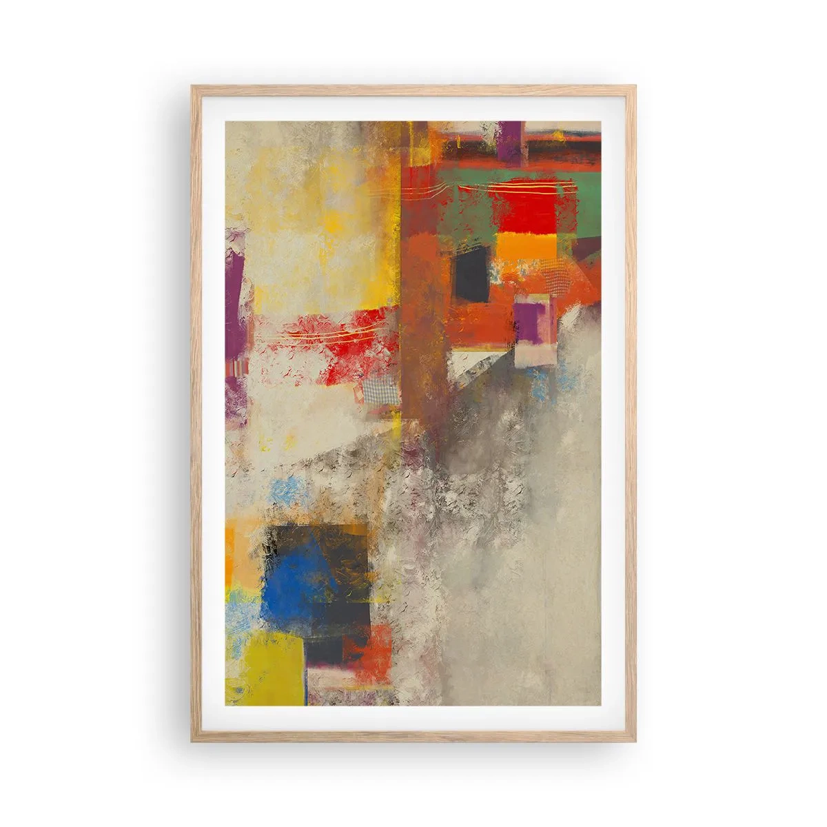 Poster în ramă de stejar deschis - Geometria culorilor - 61x91 cm