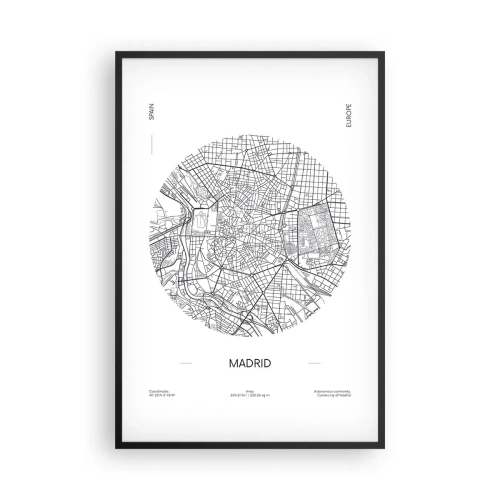 Poster în ramă neagră - Anatomia Madridului - 61x91 cm
