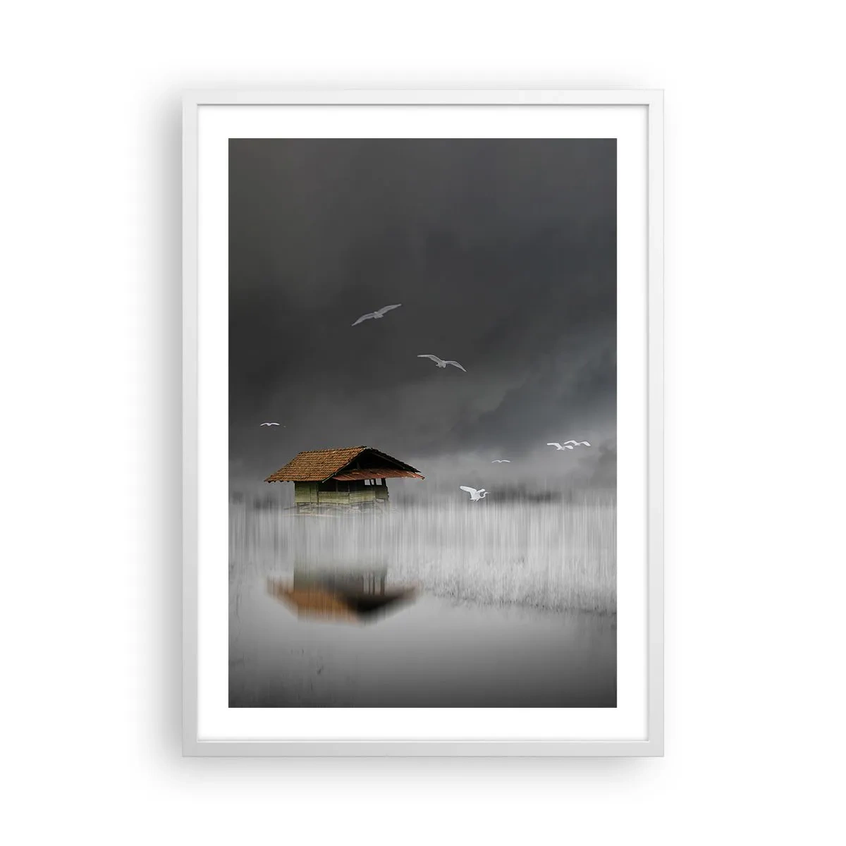 Poster în ramă albă - Adăpost de ploaie - 50x70 cm