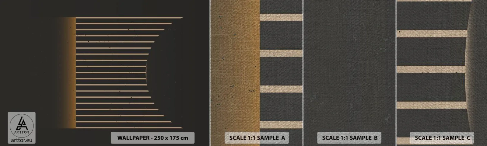 Mostră tapet Premium Canvas - Explorați întunericul - Abstracția, Bucată, Linie de arta - 100x30 cm