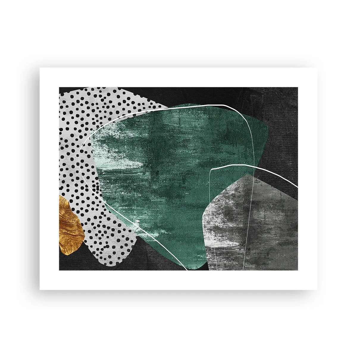 Poster - Abstracție colorată cu fulgi de aur - 50x40 cm