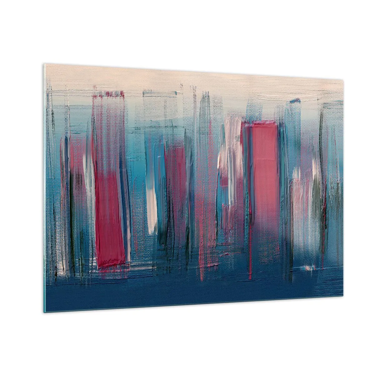 Tablou pe sticlă - Compoziție verticală în albastru și roșu - 100x70 cm