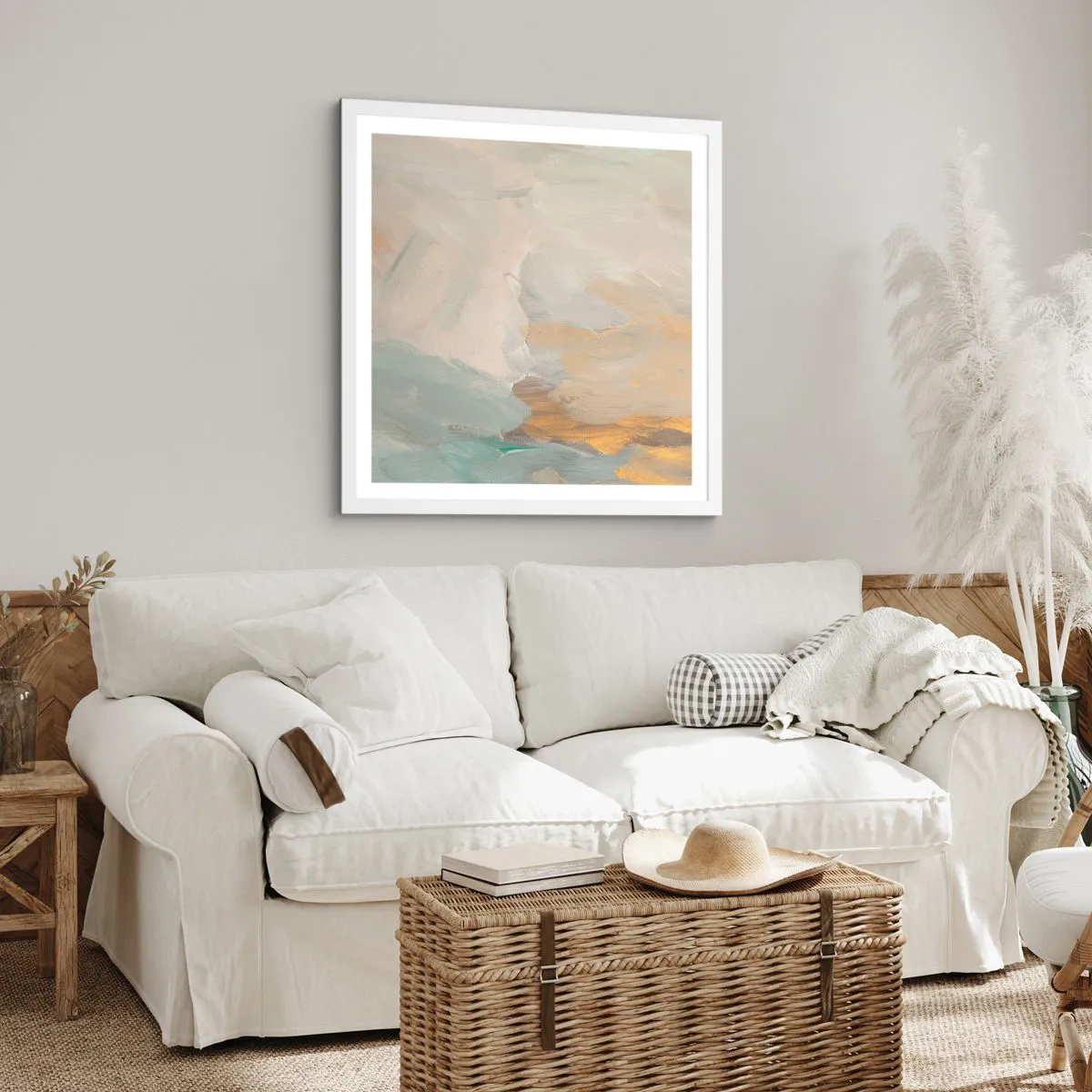 Poster în ramă albă - Abstracție - lumea blândeții - 60x60 cm