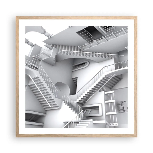 Poster în ramă de stejar deschis - Paradoxurile spațiului - 60x60 cm