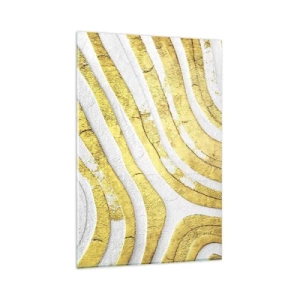 Tablou pe sticlă - Compoziția în alb și auriu - 80x120 cm