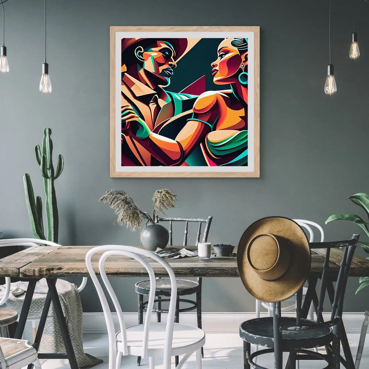 Poster în ramă de stejar deschis - În ritmul inimii - 60x60 cm