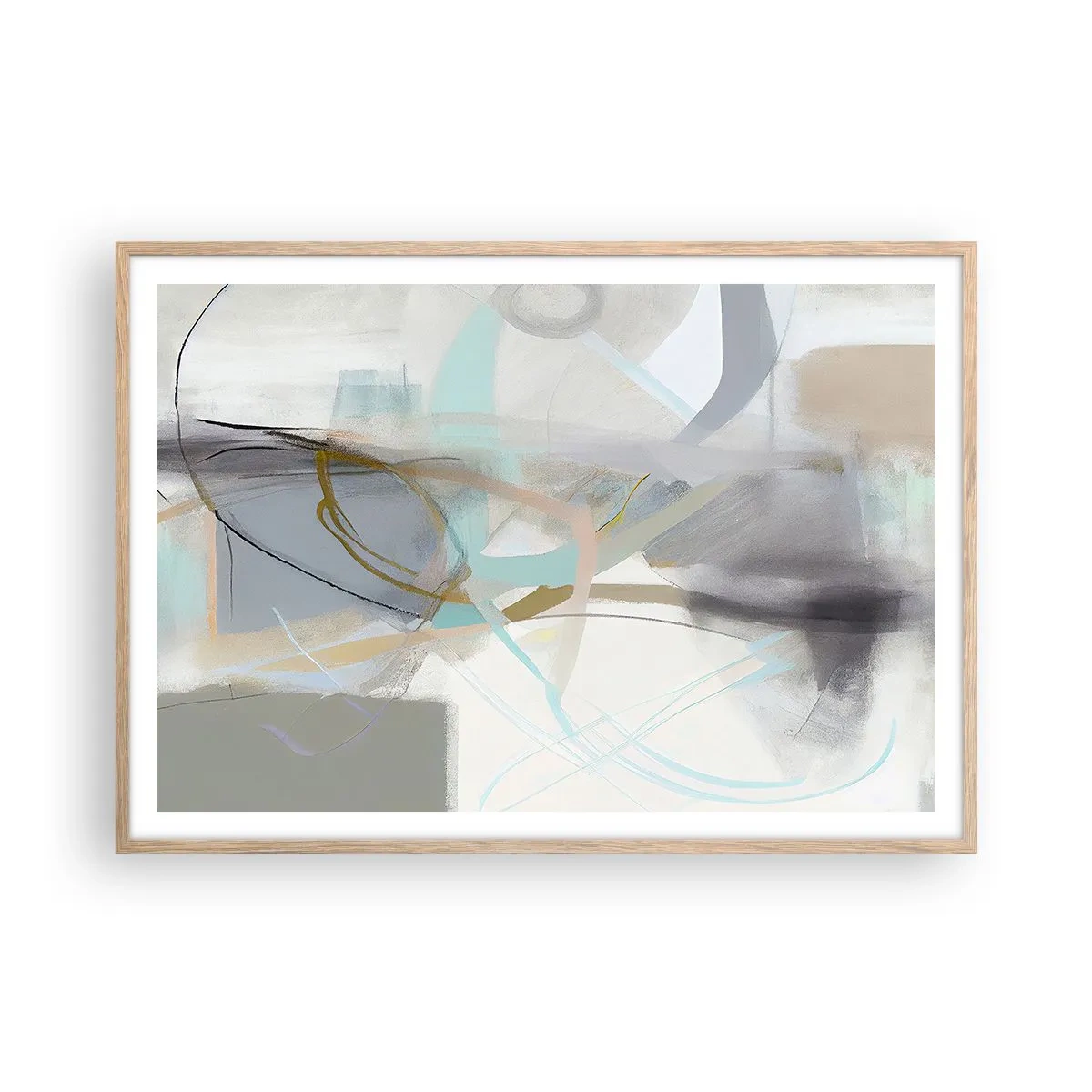 Poster în ramă de stejar deschis - Abstracție cețoasă - 100x70 cm