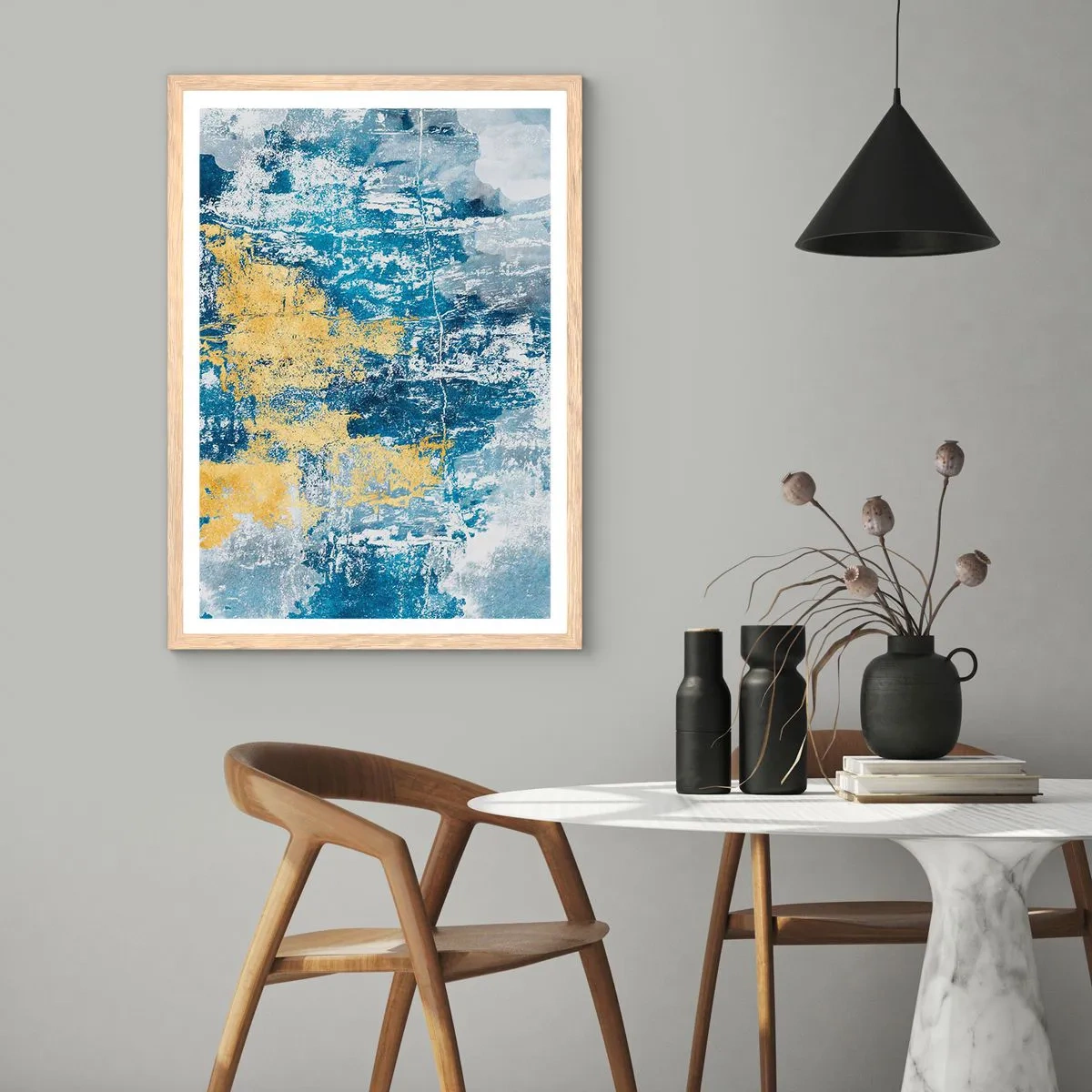 Poster în ramă de stejar deschis - Abstracție de vreme - 70x100 cm
