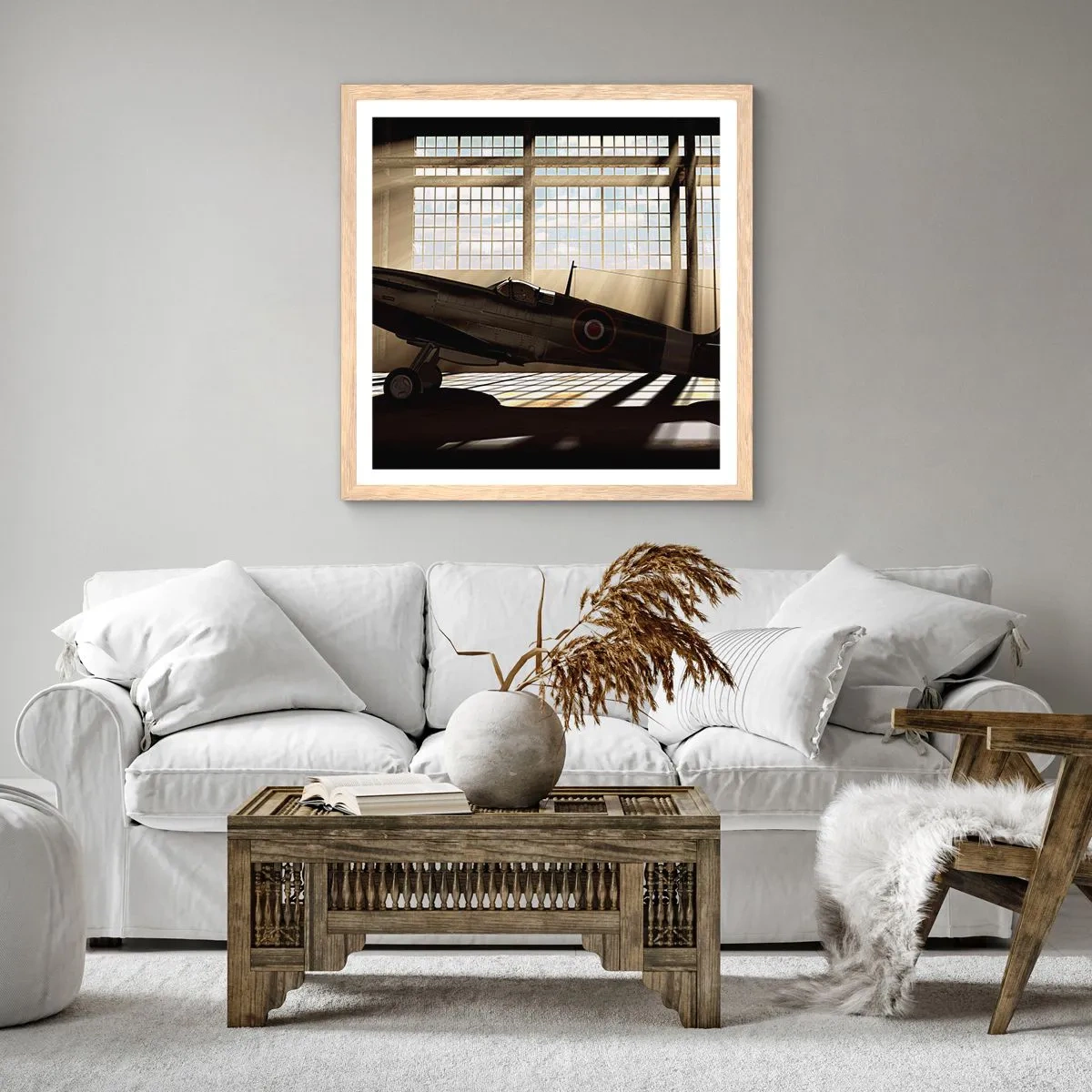 Poster în ramă de stejar deschis - Odihna războinicului - 50x50 cm