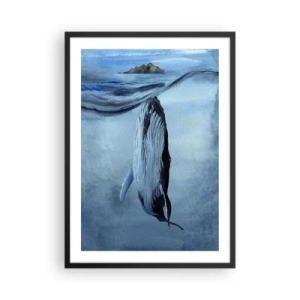 Poster în ramă neagră - balenă sub suprafața oceanului - 50x70cm - Cele două lumi din nord - Decorațiune modernă pentru perete pentru living și dormitor ARTTOR