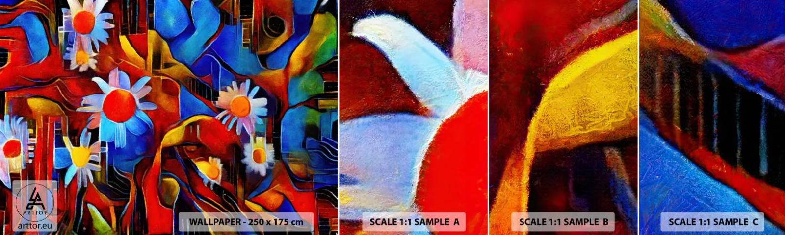 Mostră de Tapet Standard Eco - Culorile vieții - Abstracția, Cubism, Bucată - 100x30 cm