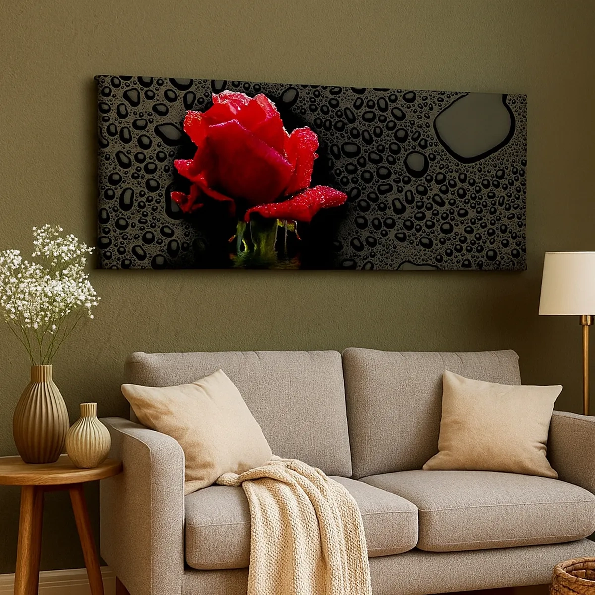 Tablou pe pânză - Roșu și negru - 30x30 cm